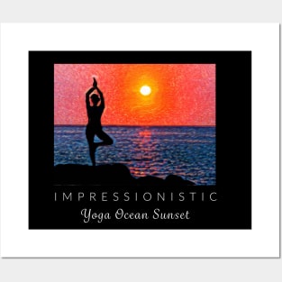 Yoga Ocean Sunset Impressionism Posters and Art